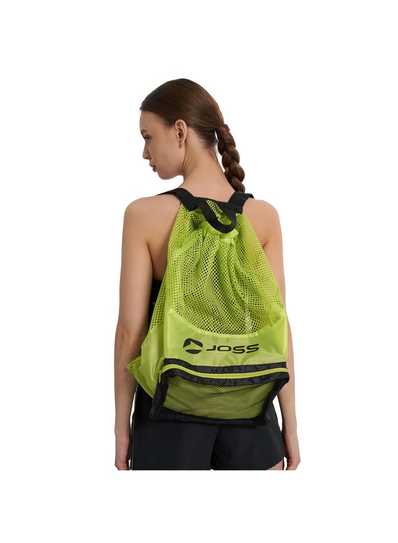 Joss One-Size Wet Bag Green/Black  Ventilated Swim Gear Bag With Adjustable Straps, Zippered Pocket, And Secure Drawstring For Pool, Beach, And Water Sports - Image 3