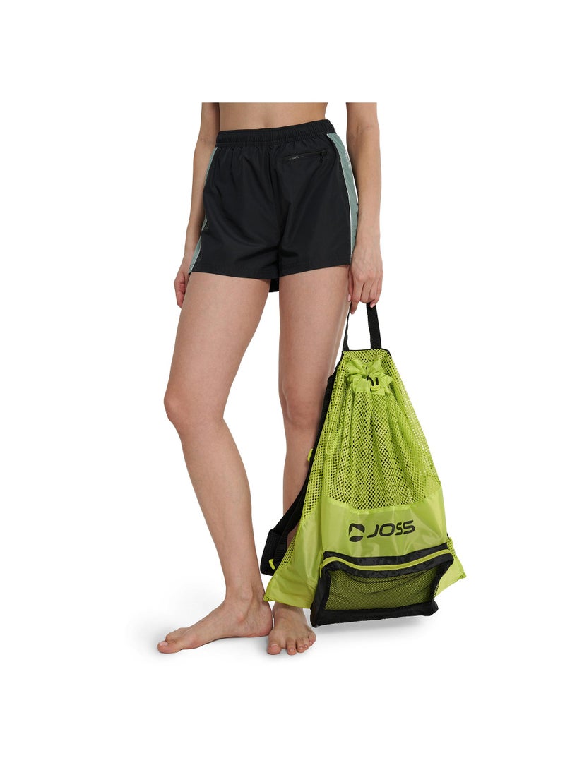 Joss One-Size Wet Bag Green/Black  Ventilated Swim Gear Bag With Adjustable Straps, Zippered Pocket, And Secure Drawstring For Pool, Beach, And Water Sports - Image 1