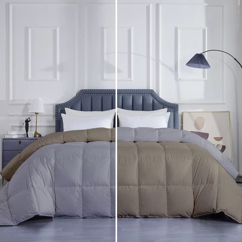 Razzai MammaYo Razzai Down Alternative Soft Quilted 300 GSM All Weather Comforter (90" x 100" Inches/228cm x 254cm) - Double Bed Comforters|Silver/Beige| TC - 400 - Image 1