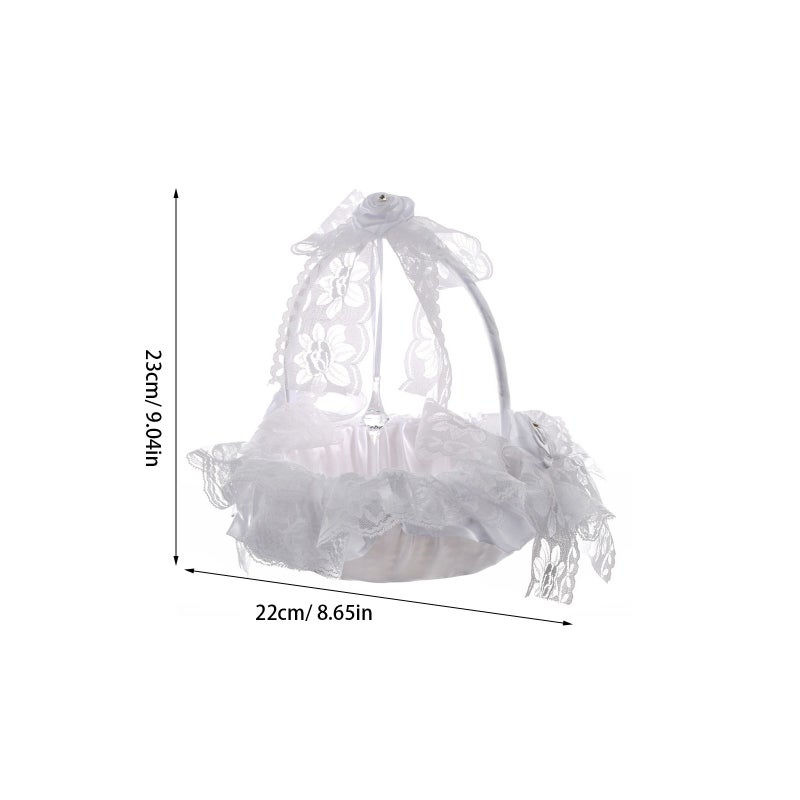 22 x 23cm Simple Bride Basket Rose Petals Holder Flower Basket Matrimony Processions Ceremony Party for Wedding Ceremony Party White - Image 3