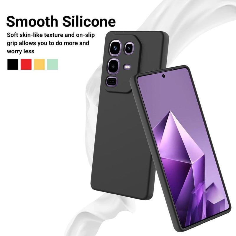 erorex For Infinix Note 50s Solid Color Liquid Silicone Dropproof Full Coverage Phone Case(Black) - Image 3