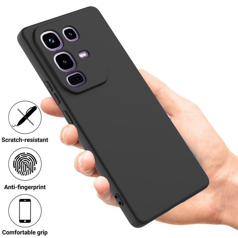 erorex For Infinix Note 50s Solid Color Liquid Silicone Dropproof Full Coverage Phone Case(Black) - Image 2