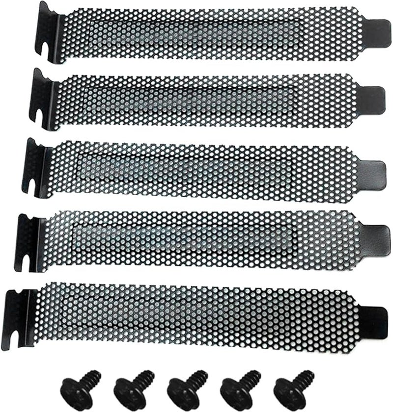 غطاء فتحة PCI من الفولاذ الأسود مع فتحات التهوية ولوحة سدادة مع مسامير، 5 قطع - Image 1