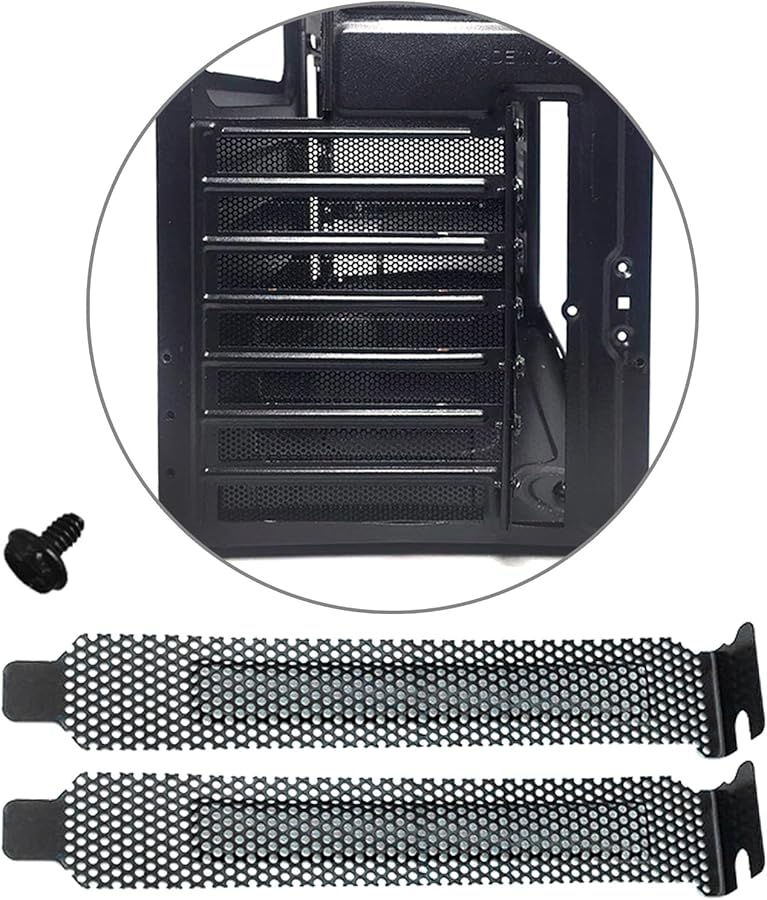 غطاء فتحة PCI من الفولاذ الأسود مع فتحات التهوية ولوحة سدادة مع مسامير، 5 قطع - Image 3