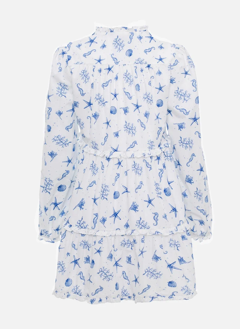 Lichi  Layered mini dress with vibrant ties at the collar for Women | Best Price UAE