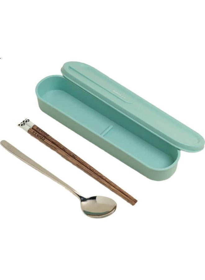 Corn Cartoon Children'S Chopsticks And Spoon Portable Set, Elementary School Student Tableware, School-Specific Storage Box, Wooden Takeaway - Image 1