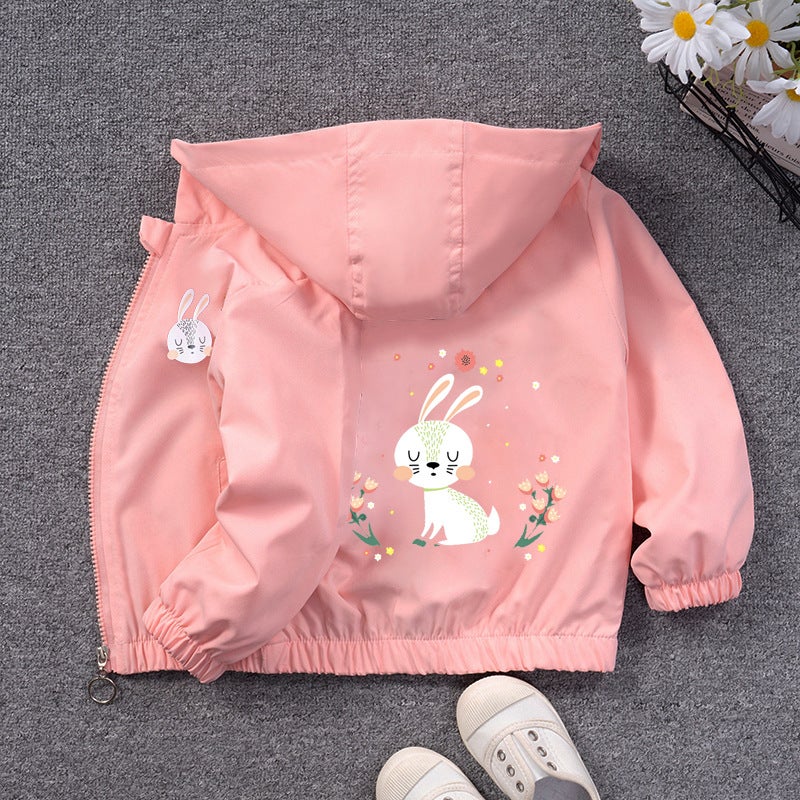 Childrens Coat Hooded Top Girls Cartoon Cardigan Candy Color Baby Girls Hooded Zipper Shirt Cute Pink Jacket 15 