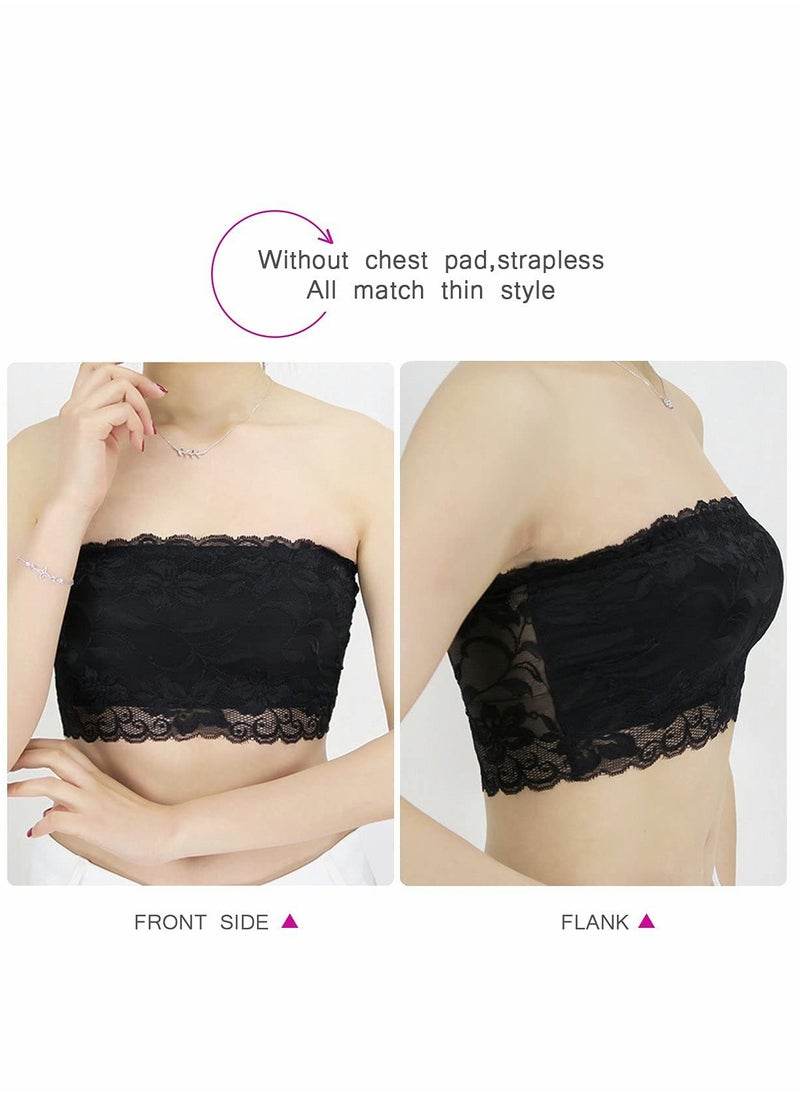 SYOSI - 3 Pcs Women Floral Lace Bandeau, Bra Tube Top, Stretchy Strapless Seamless Chest Wrap for Daily Favor - Image 1