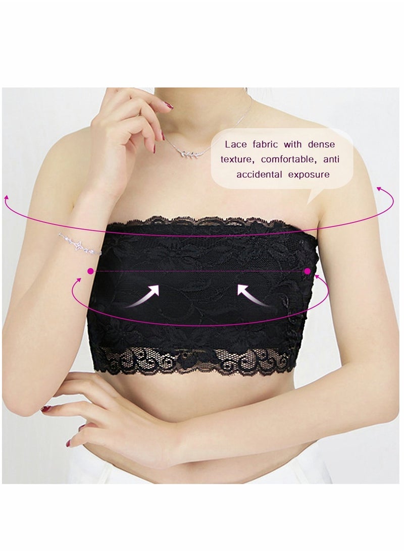 SYOSI - 3 Pcs Women Floral Lace Bandeau, Bra Tube Top, Stretchy Strapless Seamless Chest Wrap for Daily Favor - Image 1