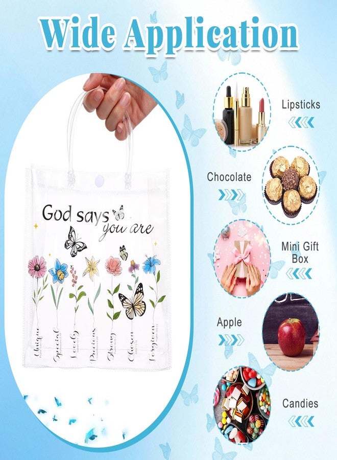 Dansydaisy 20 Pcs Christian Clear PVC Gift Bags for Women God Says You Are Inspirational Bible Verse Floral Bags Religious Faith Spiritual Encouragement Birthday Gifts for Mom Sister - Image 5