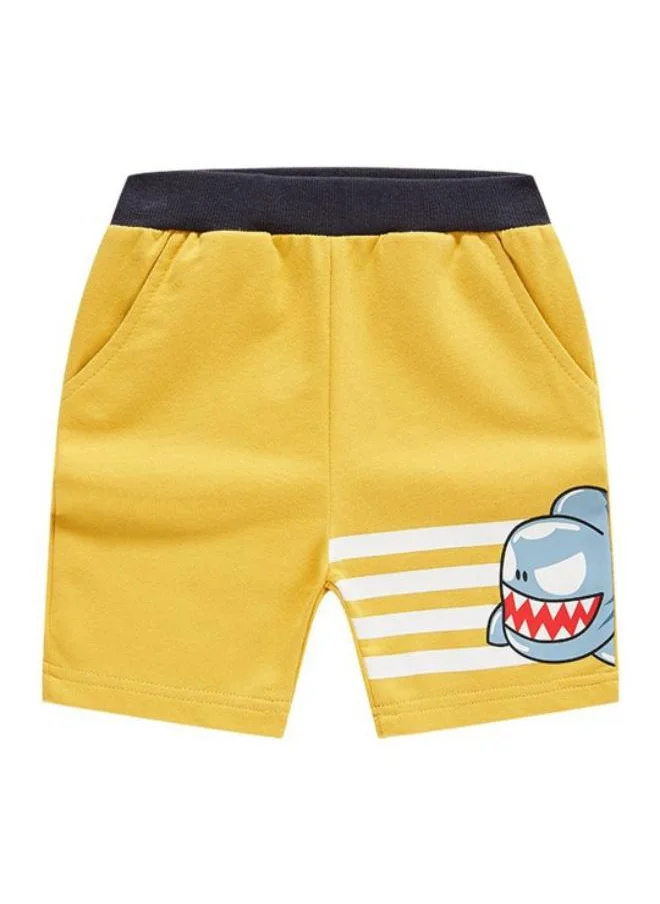 YUNIQEE Yellow Regular Fit Mid Rise Printed Shorts