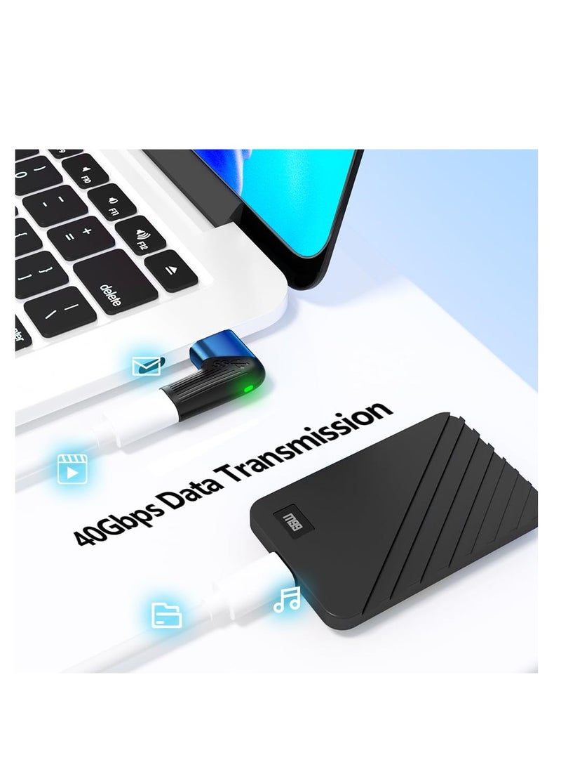 USB C Magnetic Adapter - Straight & Right Angle, 24 Pins, 8K@60Hz, 40 Gbps Data Transfer, 140W Fast Charging, 180° Reversible Design, Prevents Accidental Disconnection, Blue. - Image 3