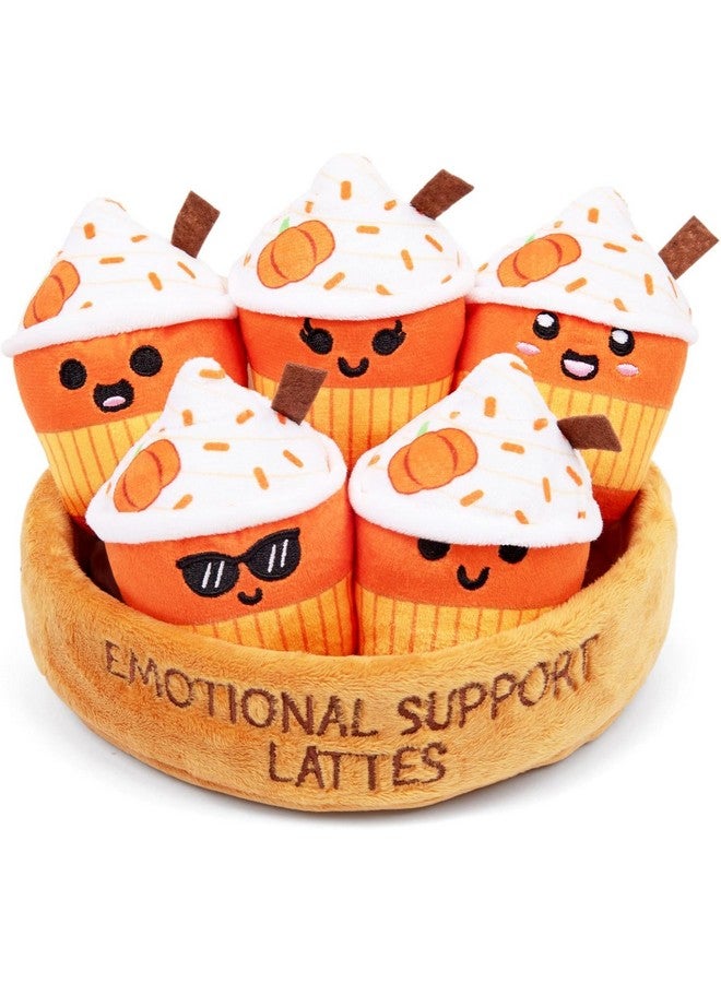 WHAT DO YOU MEME? Emotional Support Lattes By Relatable, Fall Plushies Stuffed Animal Toy, Perfect Small Gift For Coffee Lovers, Gift Baskets, And Loved Ones Of All Ages, Includes 5 Fall Plushies With Carrying Basket - Image 1