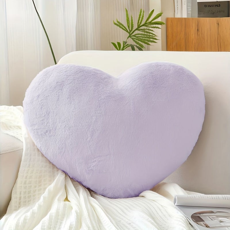 Red Heart Shaped Faux Rabbit Pillow 50cm Plush Valentine Gift - Image 3