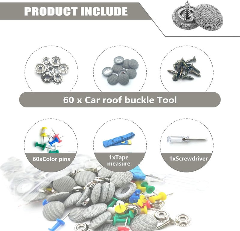 TEMI 60PCS Car Roof Headliner Repair Kit - Image 2