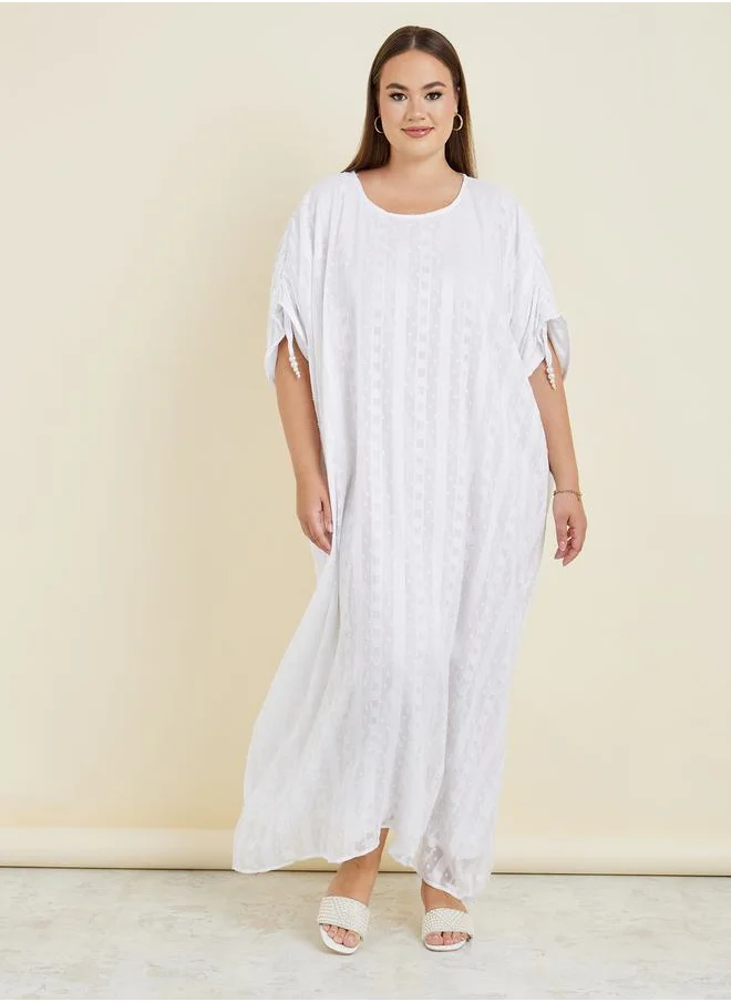 ستايلي Plus Jacquard Kaftan Maxi Dress with Pearl Embellishment