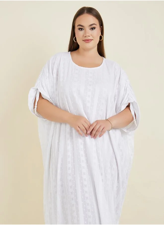 ستايلي Plus Jacquard Kaftan Maxi Dress with Pearl Embellishment