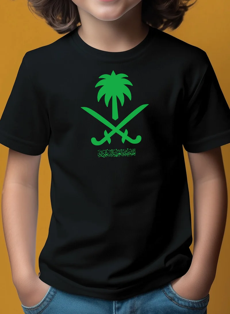 LOWHA Kids & Teens Cotton T-Shirt for Saudi National Day or Everyday Saudi Pride Wear for Boys & Girls