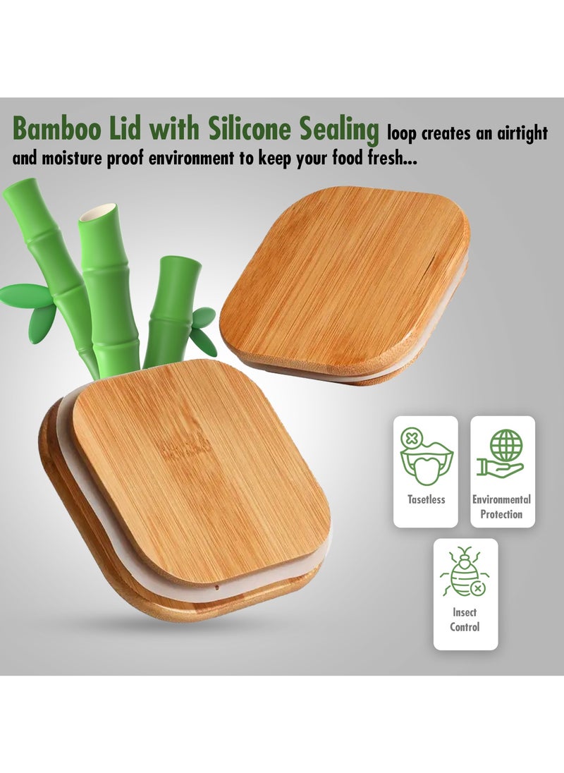 Home Smart Food Storage Canister Set of 4 Pcs Food Container with Wood Lid for Food and Multi-Purpose Storage Set