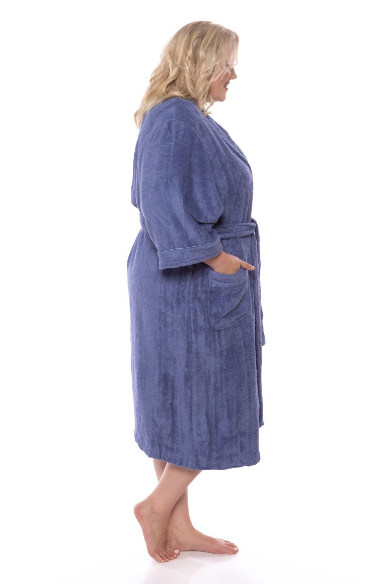 TexereSilk Women's Luxury Terry Cloth Bathrobe - NEW & IMPROVED FABRIC (Kashmir Blue, 2X/3X) - Image 2