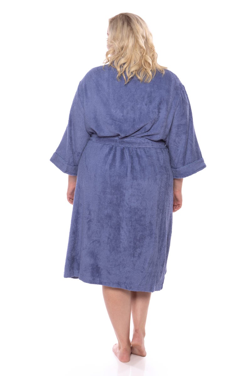 TexereSilk Women's Luxury Terry Cloth Bathrobe - NEW & IMPROVED FABRIC (Kashmir Blue, 2X/3X) - Image 4