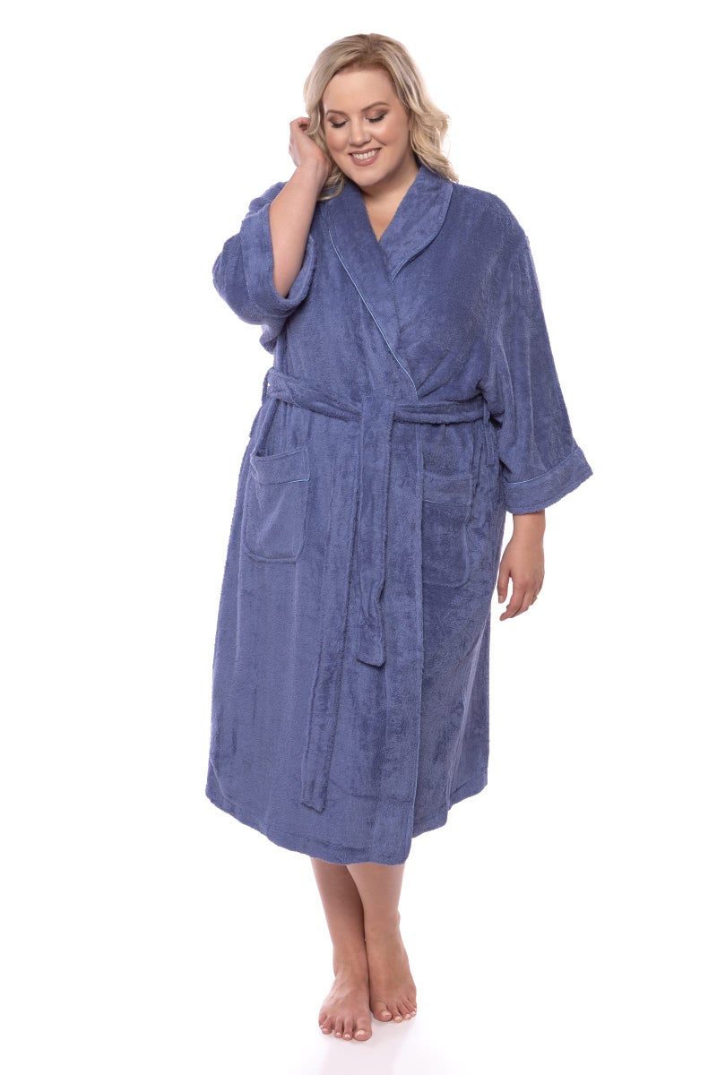 TexereSilk Women's Luxury Terry Cloth Bathrobe - NEW & IMPROVED FABRIC (Kashmir Blue, 2X/3X) - Image 5