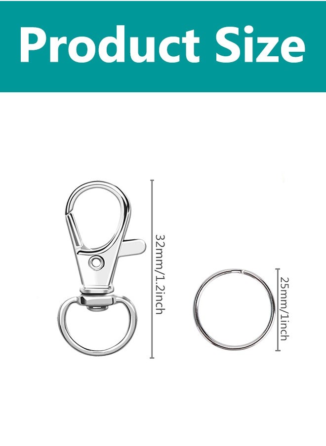 Generic 40-Piece Premium Swivel Snap Hooks with Key Rings,Metal Lanyard Keychain Hooks Lobster Clasps for Key Jewelry DIY Crafts Silver 1.25inches/32mm(20 Pcs Lanyard Snap Hooks+20 Pcs Key Rings)  - Image 2