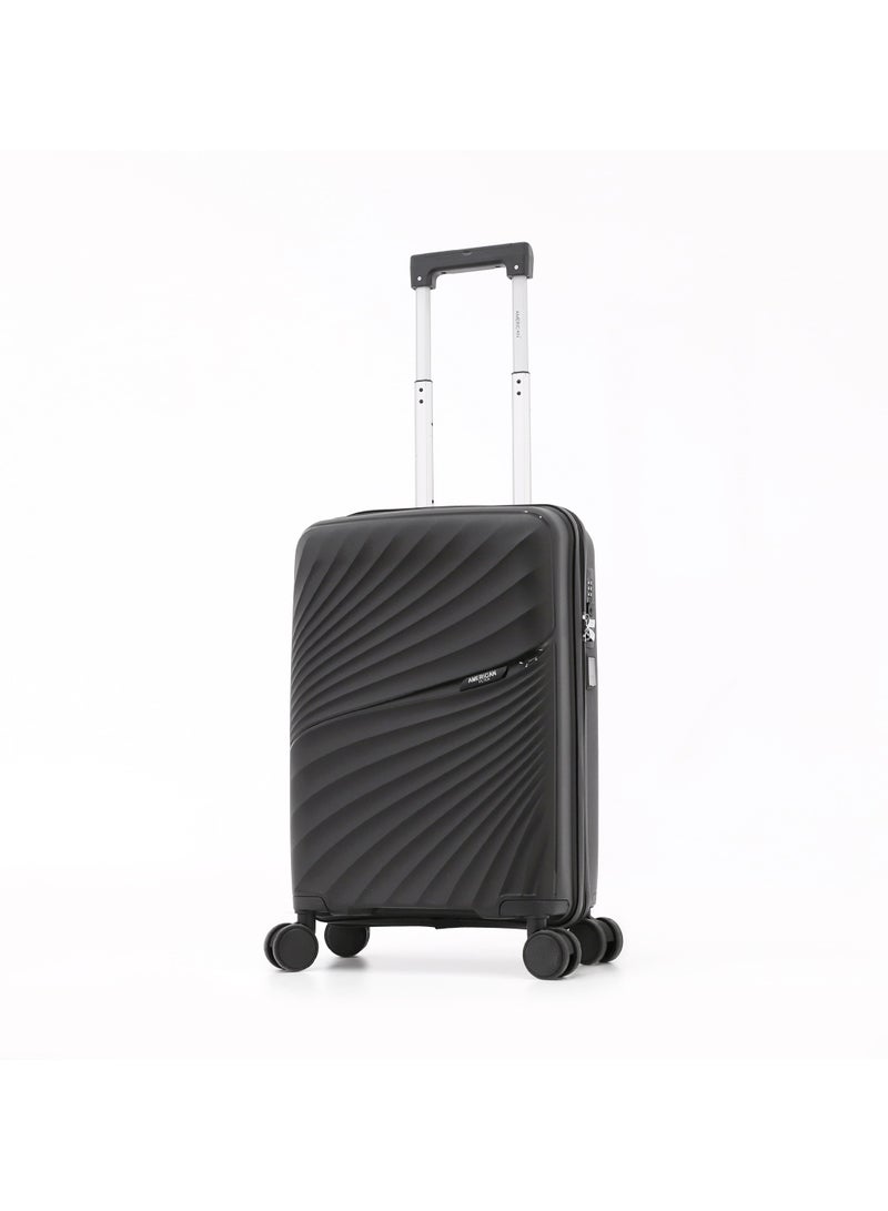 AMERICAN FLYER Unbreakable Hardshell PP Luggage Trolley Bag 20 inch Cabin Size With Double Spinner Wheels,Black - Image 1