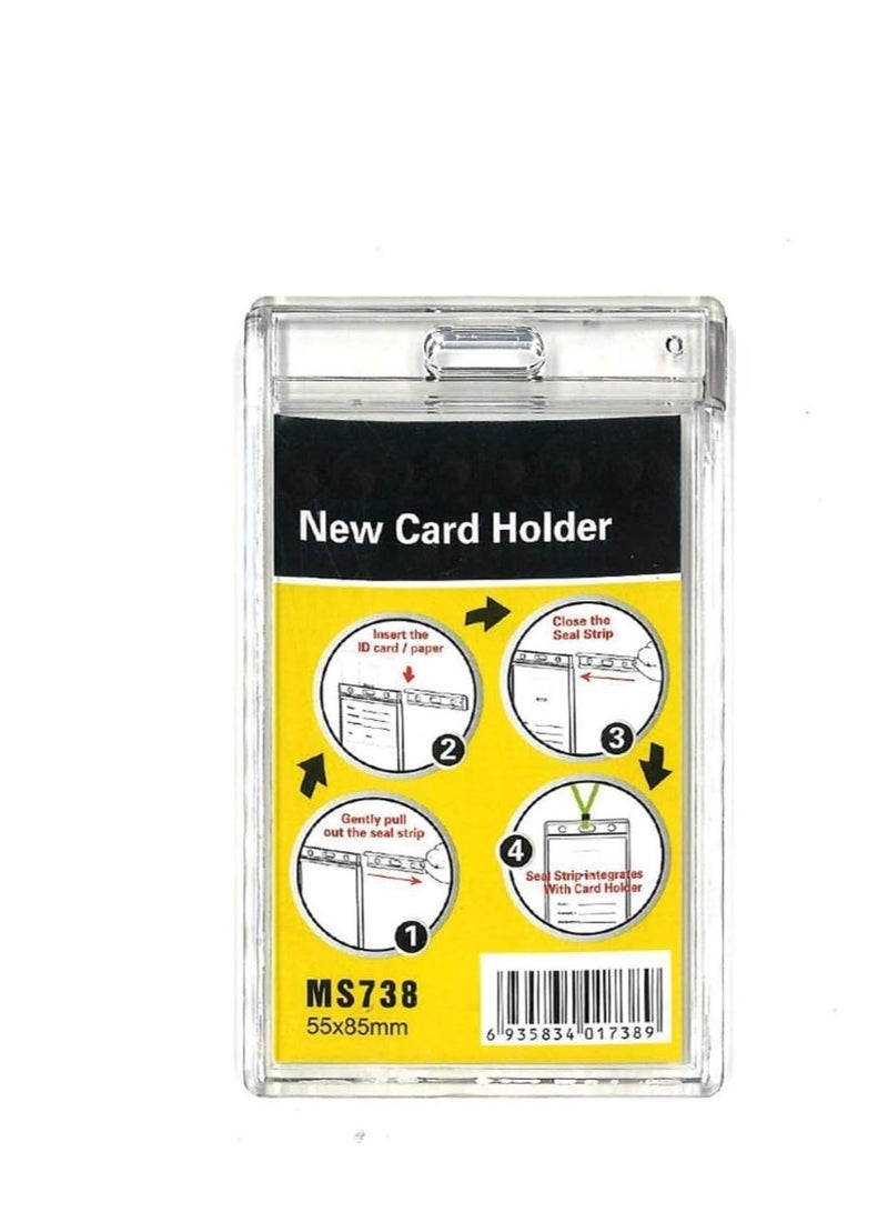 موديست حامل/شارة شفافة لبطاقة الهوية (راجع الصورة) واضحة تمامًا، وميزات قابلة للقفل ومقاومة للماء للبطاقات العمودية فقط (5 قطع) - Image 1