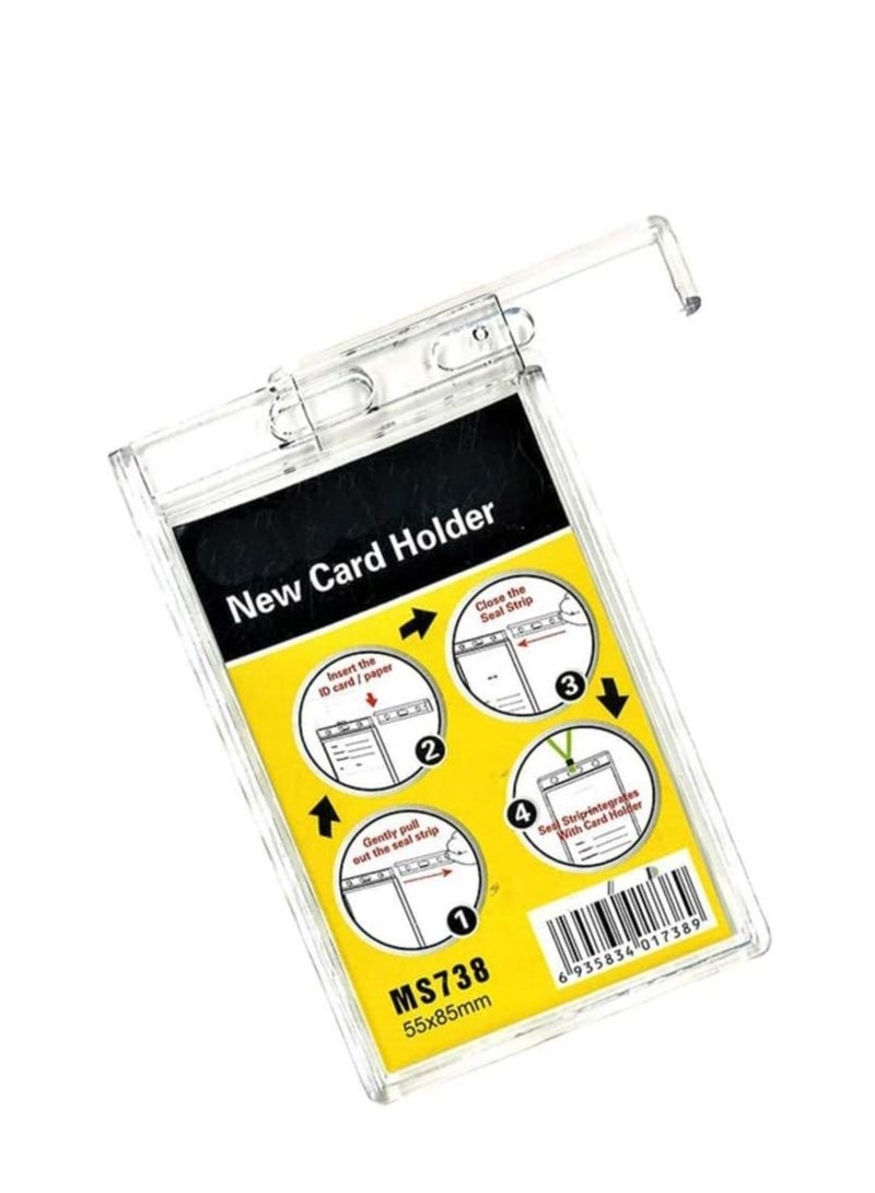 موديست حامل/شارة شفافة لبطاقة الهوية (راجع الصورة) واضحة تمامًا، وميزات قابلة للقفل ومقاومة للماء للبطاقات العمودية فقط (5 قطع) - Image 2