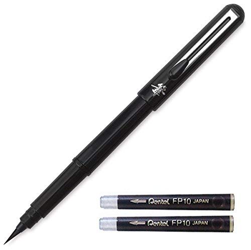 Pentel Arts Portable Pocket Brush Pen (Medium Point) 1Pen 2Refills +Refill FP10 4set - Image 2