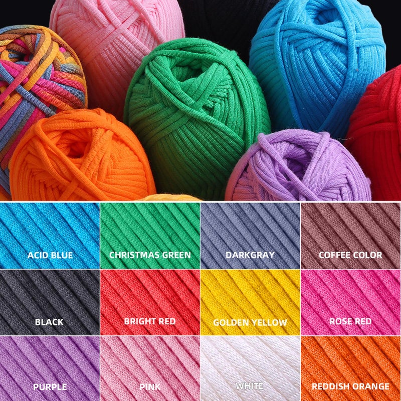 Mooaske 3 Pack (3 x 50g) Crochet Yarn with Crochet Hook - Worsted Medium Yarn for Crocheting - Easy-to-See Stitches Cotton-Nylon Blend Beginner Knitting Yarns for Adults and Kids - Image 5