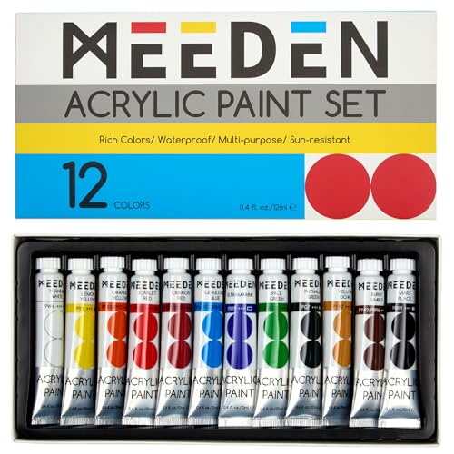 MEEDEN Beginners Acrylic Paint Set 12 Colors 12ml041 fl oz Heavy Body Art Craft Paints NonToxic Rich Pigment Hobbists Halloween Pumpkin Painting for Adults on Canvas Wood Fabric - Image 1