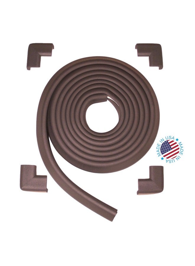 KidKusion Table Cushion | Made in USA | 16 Feet Edge + 4 Corners | Brown | Baby Proof Furniture Edge and Corner Guards - Image 1