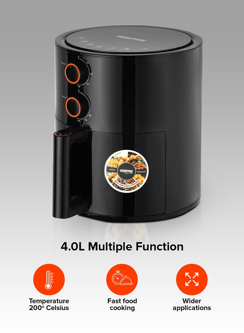 GEEPAS Air Fryer 4 L Pot| Non-Stick Coating with Vortex Frying Technology| Multiple Function, 1-60 Min Timer, Temperature 80-200 Degree Celsius| Ideal for Fries Steak Chicken Cake Meat Bread etc| 2 Years Warranty 4 L 1500 W GAF37513 Black - Image 5