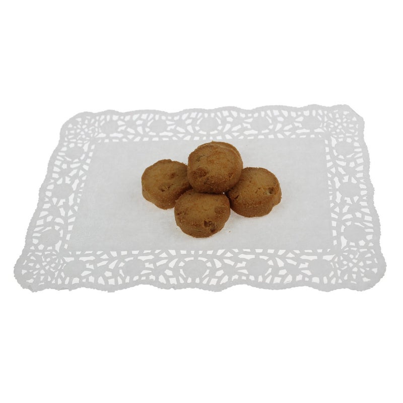 LJY 100 Pieces Off-White Lace Rectangle Paper Doilies Cake Packaging Pads Wedding Tableware Decoration (8"" x 12"") - Image 3