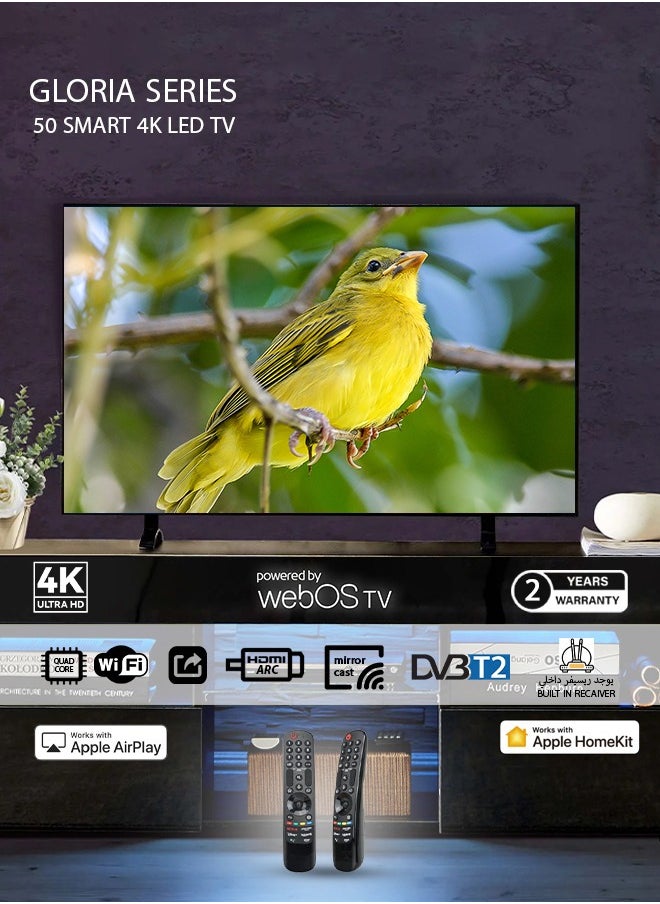 50 Inch- Smart Screen  - WebOS - 4K - UHD - with Remote Control and TV Stand - NC-50T-4K