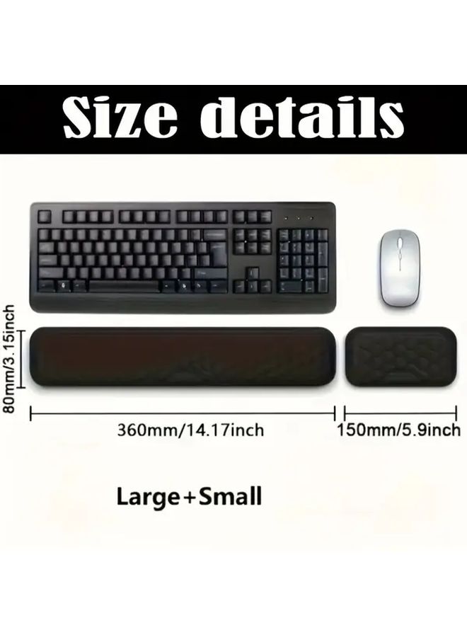 Black Ergonomic Keyboard and Mouse Wrist Rest Silicone Memory Foam Set - Image 2