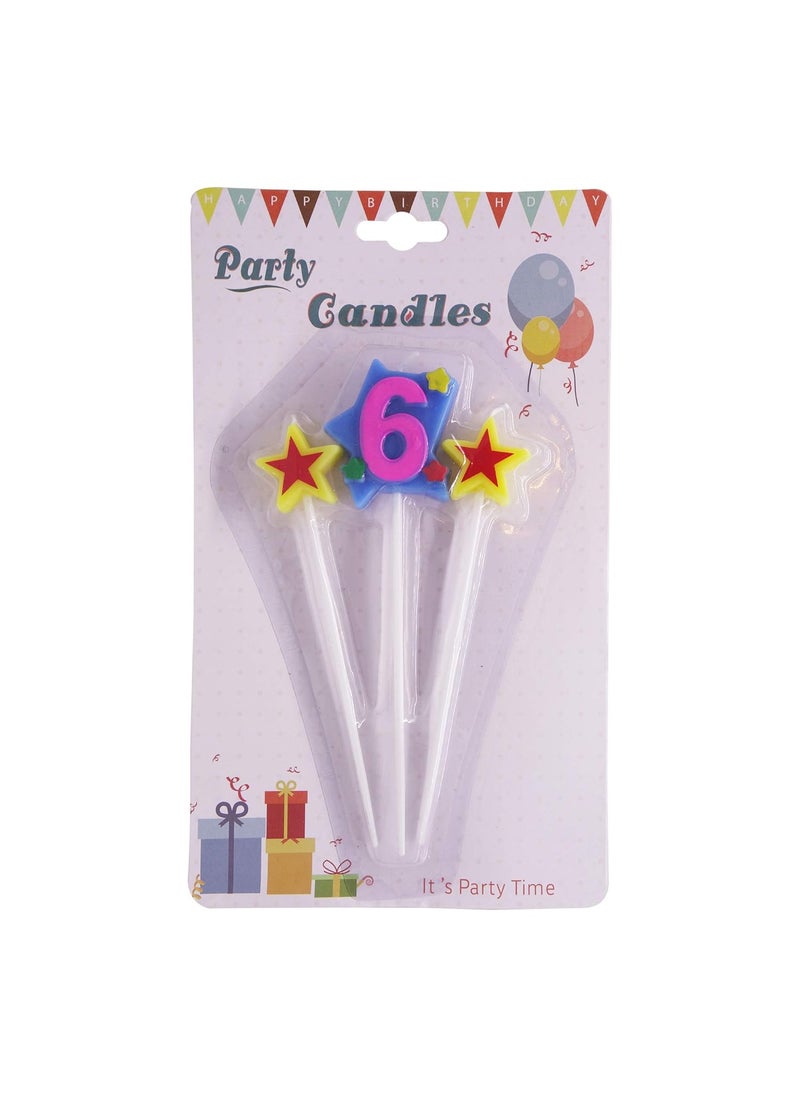 Funcart Funcart Two Star Numerical Number 6 Cake Topper Candle for 6th Birthday DecorationCake TopperCake DecorationBirthday Decoration 