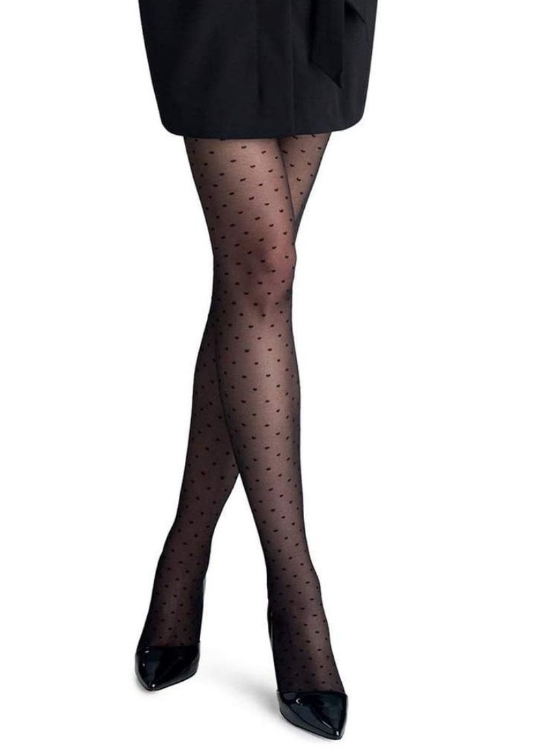Glamroot Women's High Waist Pantyhose Polka Dot Stockings, Black - Image 2