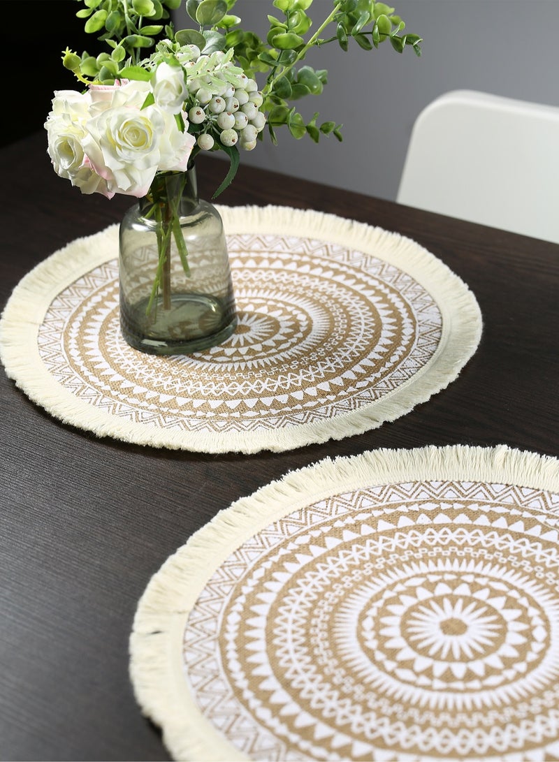 2pcs,Boho Jute Placemat with Tassels – Handcrafted Vintage Braided Design, Non-Slip, Heat Insulation, Waterproof & Dustproof, Perfect for Dining Table, Weddings, Festivals, Home Décor, Photography Props, Vase Display, and Holiday Parties  - Image 1