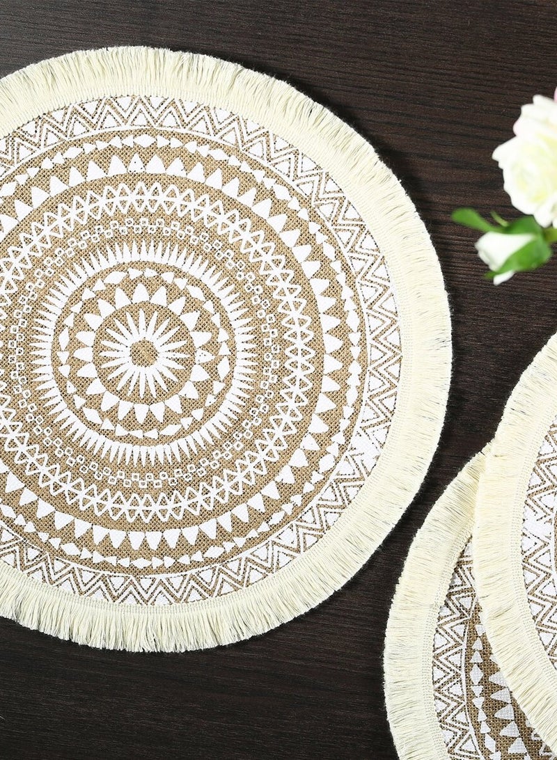 2pcs,Boho Jute Placemat with Tassels – Handcrafted Vintage Braided Design, Non-Slip, Heat Insulation, Waterproof & Dustproof, Perfect for Dining Table, Weddings, Festivals, Home Décor, Photography Props, Vase Display, and Holiday Parties  - Image 2