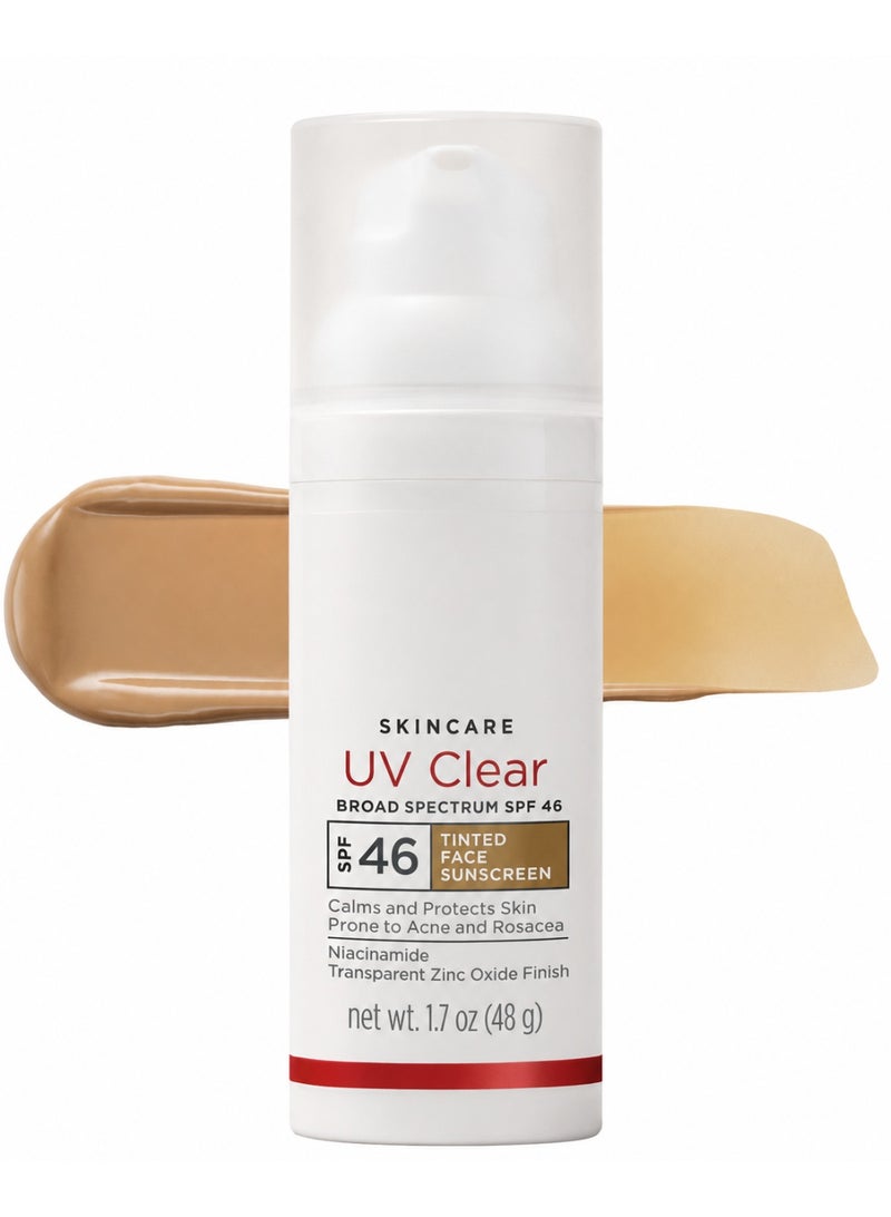 Generic UV Clear Tinted Broad Spectrum SPF 46 Facial Sunscreen 48g Lightweight Niacinamide Zinc Oxide Sunscreen for Sensitive Skin