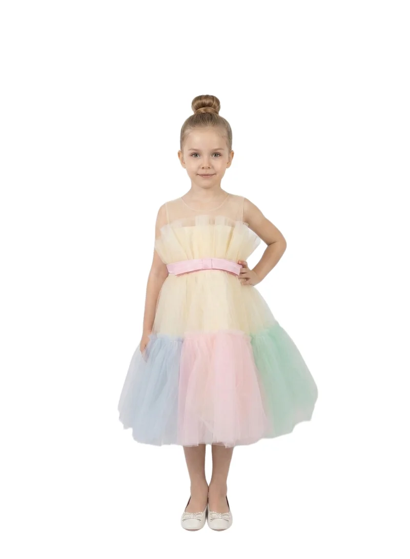 بيداني Tiered Multi-Color Tutu with Ribbon Bow
