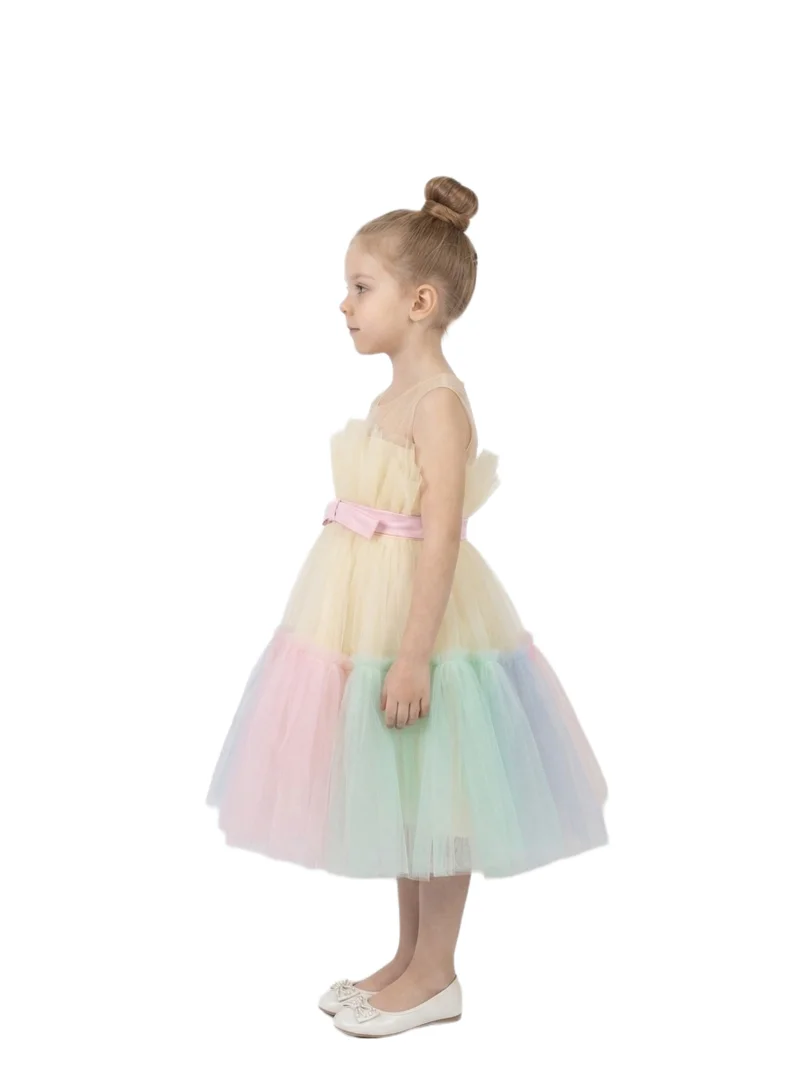 بيداني Tiered Multi-Color Tutu with Ribbon Bow