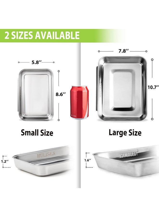 HULISEN HULISEN Breading Trays Set of 3, Large Stainless Steel Breading Pans for Dredging Chicken Breasts and Marinating Meat, Interlocking Food Prep Trays for Coating Fish and Breadcrumb Dishes, Oven Safe - Image 5