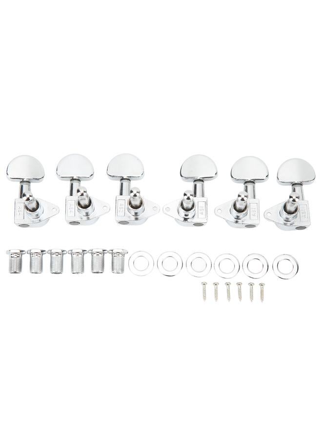 Guitar Machine Head Tuner Metal Semicircle Totally Sealed Guitar Tuning Pegs for Replacement 3L3R Silver