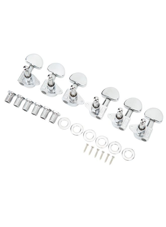 Guitar Machine Head Tuner Metal Semicircle Totally Sealed Guitar Tuning Pegs for Replacement 3L3R Silver