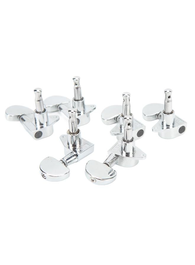 Guitar Machine Head Tuner Metal Semicircle Totally Sealed Guitar Tuning Pegs for Replacement 3L3R Silver