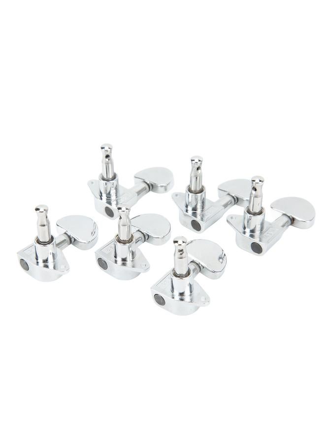 Guitar Machine Head Tuner Metal Semicircle Totally Sealed Guitar Tuning Pegs for Replacement 3L3R Silver